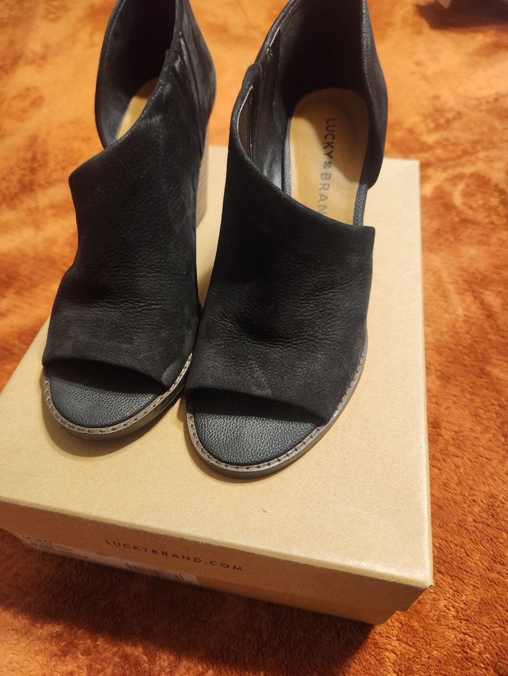 Lucky Brand Black Open-Toe Mule Sandals